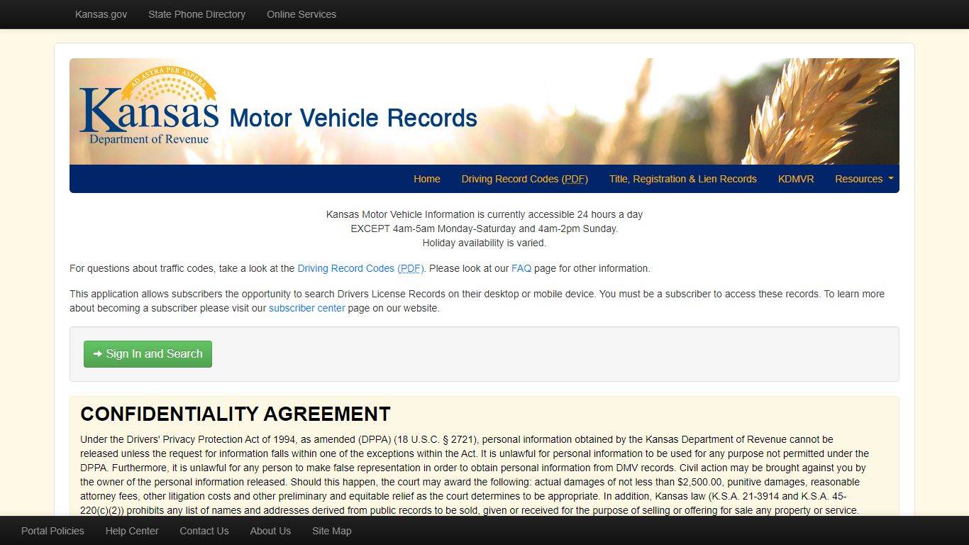 Motor Vehicle Records - Kansas.gov